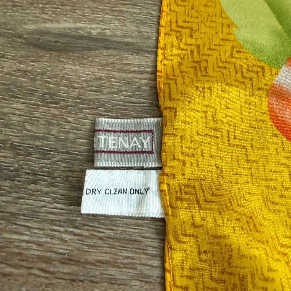 CC Courtenay Hibiscus‎ Silk Scarf  Hawaiian | Yellow Red Green | 31